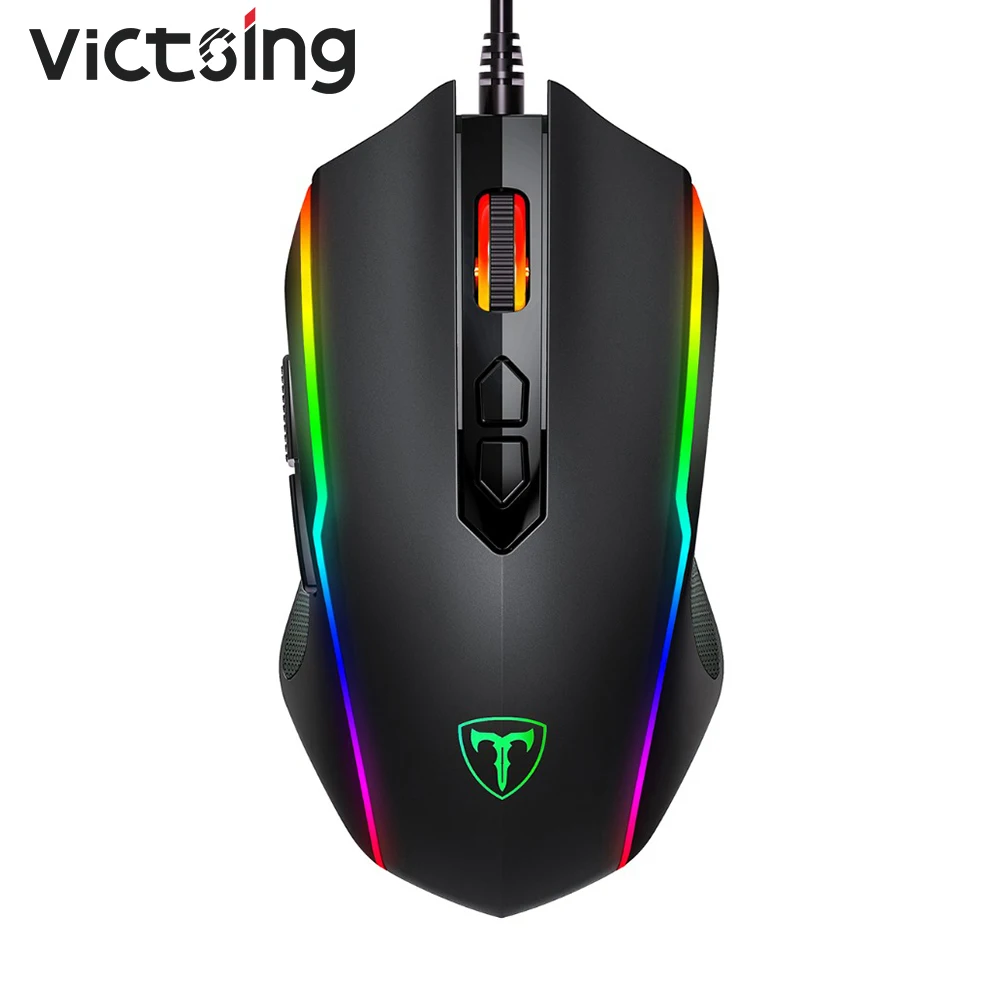 Cena VicTsing RGB Gaming Mouse 8 programowalne przyciski 7200 DPI regulowany przewodowy optyczne gra z myszką myszy z przycisk spustu dla graczy PC