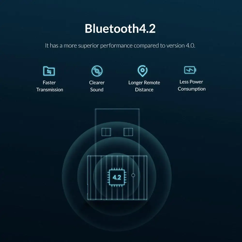 ORICO мини беспроводной USB Bluetooth 4,2+ EDR аудио адаптер Bluetooth ключ Музыка звук без драйвера передатчик для компьютера