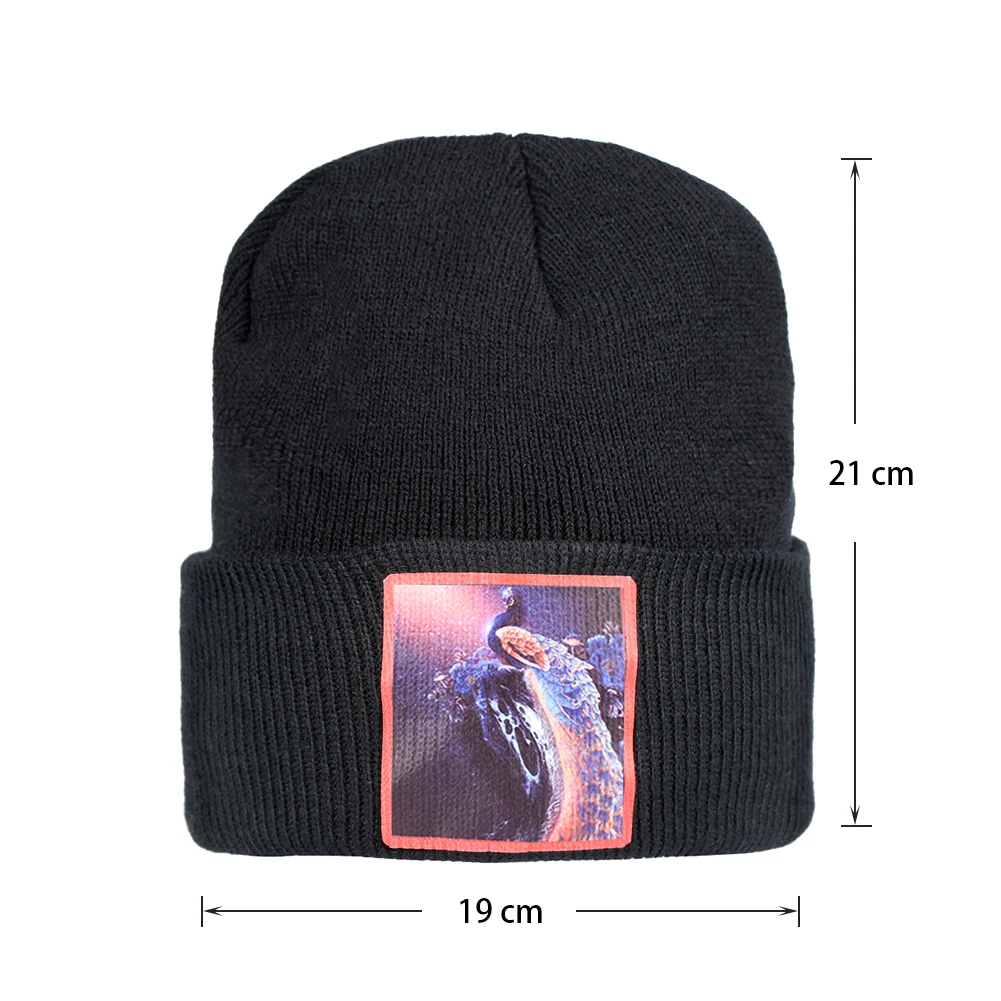 Черный Ребристый трикотажный головной убор шапка бини Павлин Bonnets Gorro Меховые помпоны шапки с помпонами шапочки черепа шапка вязаная крючком зимняя шапка Повседневная шапка