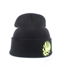 Вышивка шапки с черепами для мужчин и женщин зимняя вязаная шапка черная Лыжная Шапка уличная хип хоп Skullies