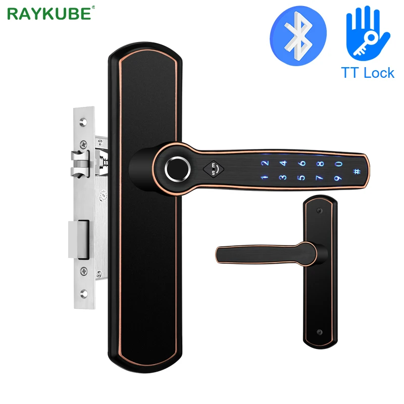 Дверной замок RAYKUBE со сканером отпечатков пальцев с Bluetooth блокировкой TT