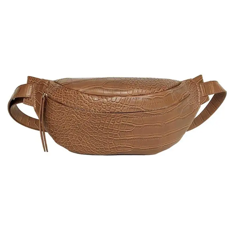 Light Brown Аллигатор Hobos для женщин сплошной цвет спортивная сумка на плечо поясная Кожа Фанни нагрудный ремень сумки Кроссбоди сумки для бега Sac Dos Новинка - Цвет: Light Brown