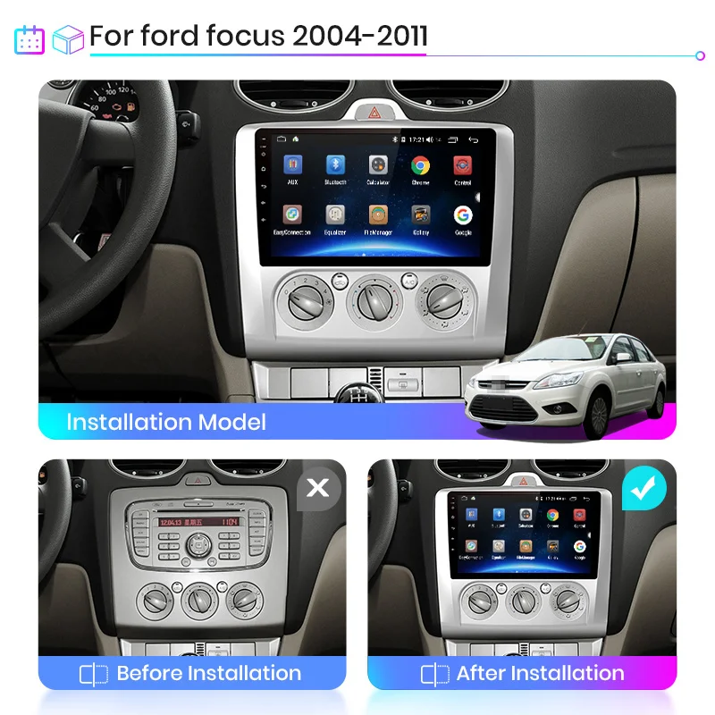 Junsun V1pro 4G + 64G CarPlay Android 10 DSP для ford focus 2 Mk2 2004 2011 Автомобильный Радио Мультимедийный