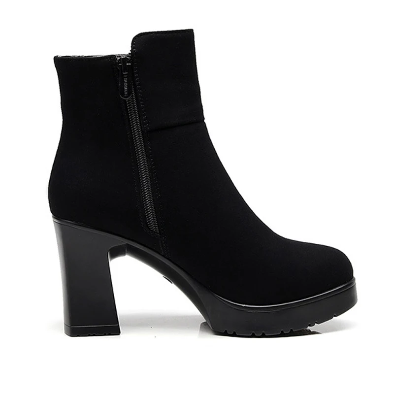 43 Block Heels Platform Boots Women 