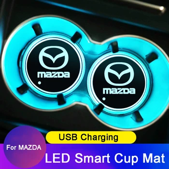 

Car Led Cup Water Mat Light for Mazda CX5 CX7 RX8 RX7 CX9 Spoiler MX5 CX3 626 626 323 Trim Lamp Pad Ornament Coaster Accessories