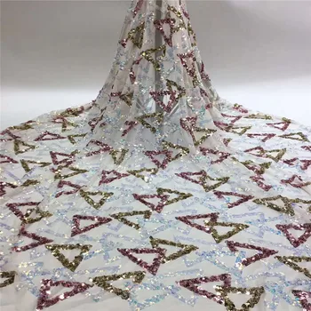 

Madison African Lace Fabric Embroidered Nigerian Sequins Lace Fabric High Quality French Tulle Lace Fabric For Women