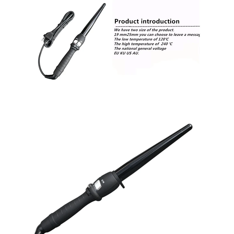Conical Curling Iron Single Tube Ceramic Glaze Pear Fower Cone Electric Hair Curly Tool EU Plug