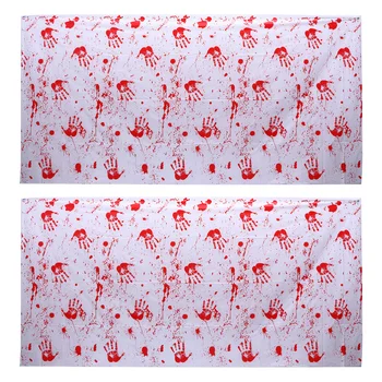 

2 Pcs Halloween Bloody Table Cover PVC Terrifying Tablecloth Decoration