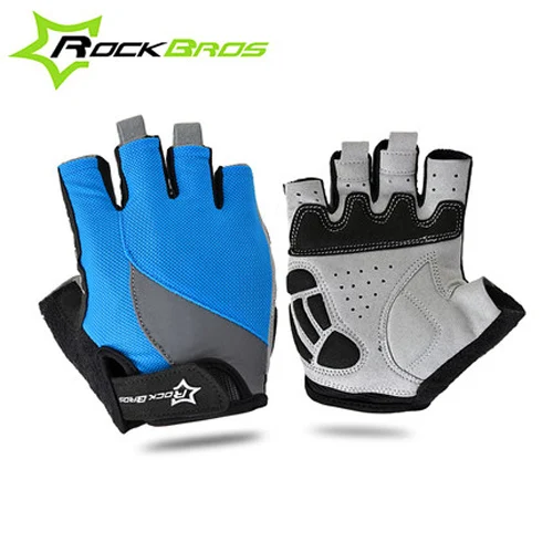 Blue Short Cycling Gloves Резиновые перчатки ROCKBROS полный гель для пальцев мягкие мужские велосипедные перчатки женские нескользящие спортивные перчатки для фитнеса дышащие MTB спортивные - Цвет: Blue Short Cycling Gloves