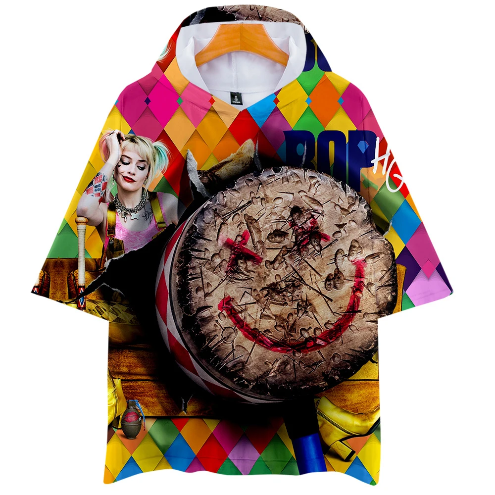 T-shirt hoodie Birds of Prey print T Shirt Men O Neck  Mens splice T Shirt Stranger Things Summer Cool harajuku