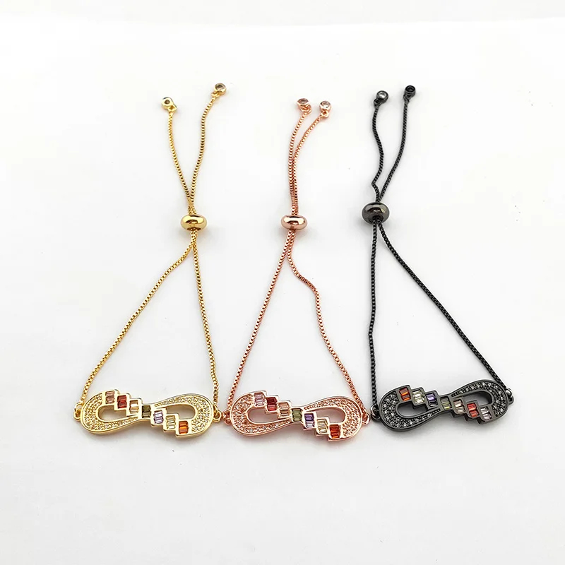 10 шт. Романтический микро проложить Радуга CZ кристалл фигура 8 браслет для женщин модные ювелирные изделия подарок BG332