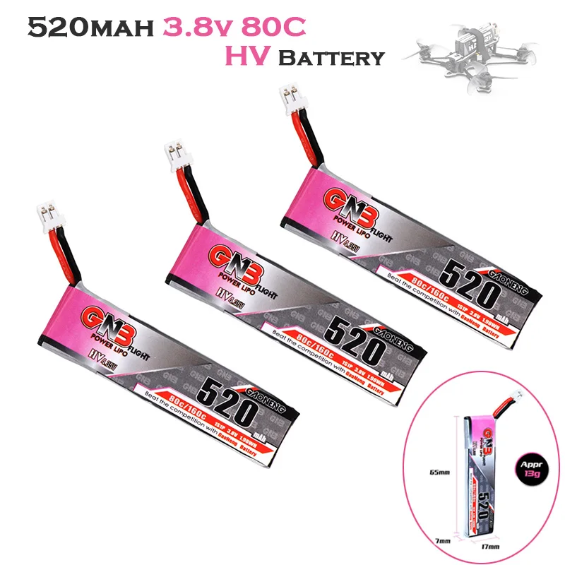 3 шт. GNB 520mAh 8 V 80C/160C 1S HV Lipo батарея для Emax Tinyhawk Kingkong TINY7 RC гоночный Дрон части 80C 520mah