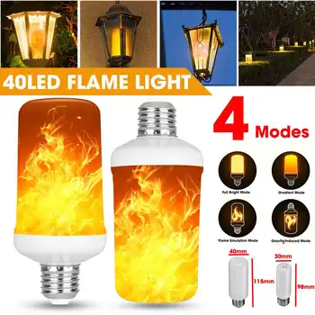 

3W E27 LED Dynamic Flame Effect Light Bulb RGB 40 Bead Gravity Sensor Flickering Fire Corn Lamp Bar Hotel Restaurant Party Decor