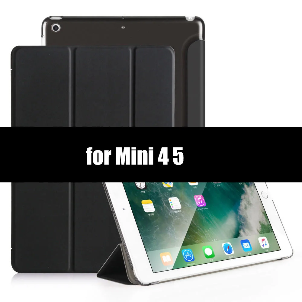 Чехол для iPad Mini 4 3 2 1 Подставка держатель смарт-чехол для iPad Mini 5 чехол из искусственной кожи ультра тонкий чехол с функцией автоматического сна/пробуждения - Цвет: Black-45