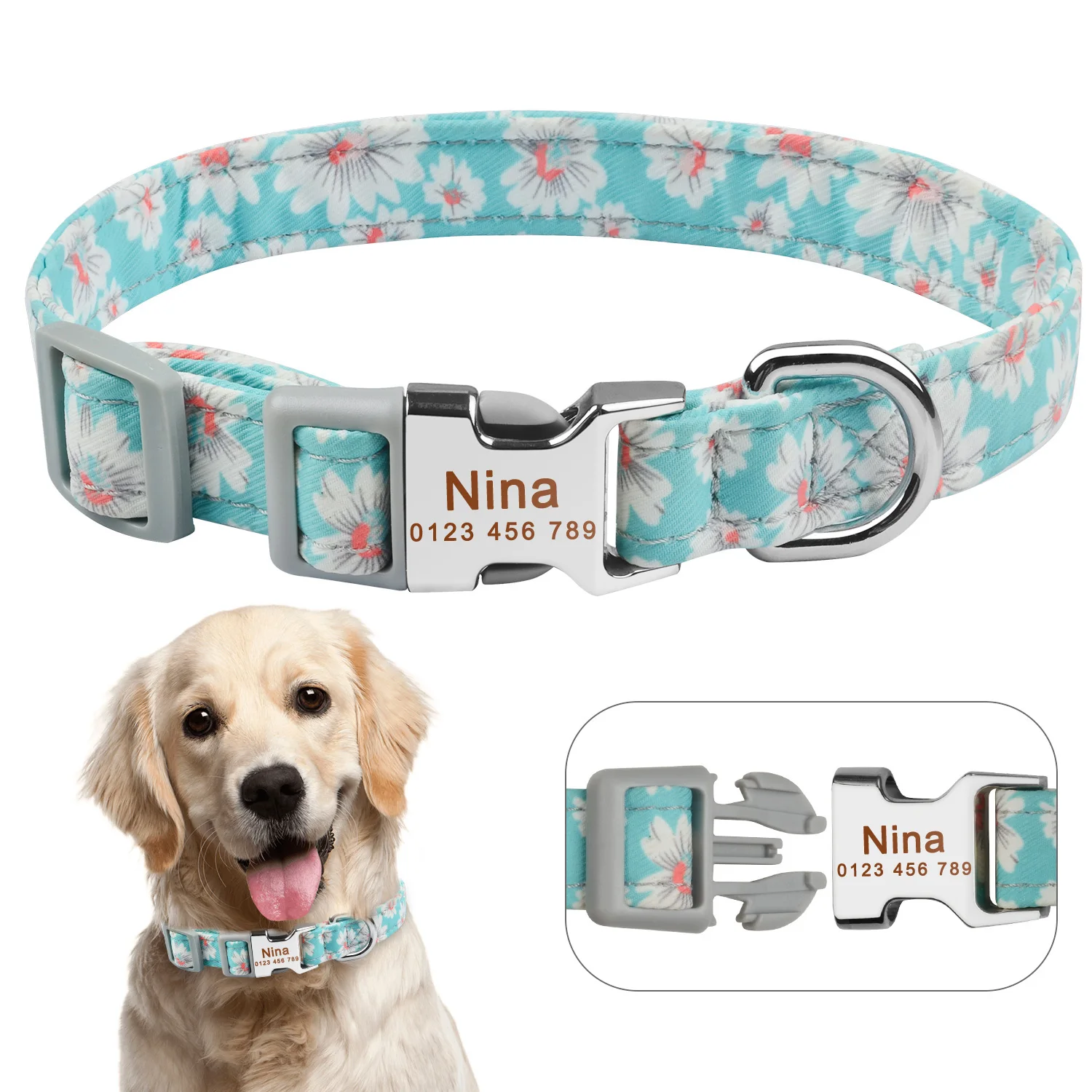 Puppy Small Medium Large Cat Dog Collars Custom Engraved Name ID Tag Adjustable Nylon Collars Personalized Unisex Dogs