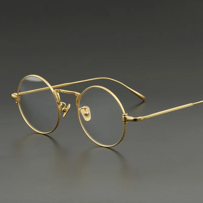 

Titanium Glasses Frame Men Women Vintage Round Eyeglasses Spectacles Optical Myopia Eyeglasses Frames Clear Eyewear Gold Oculos