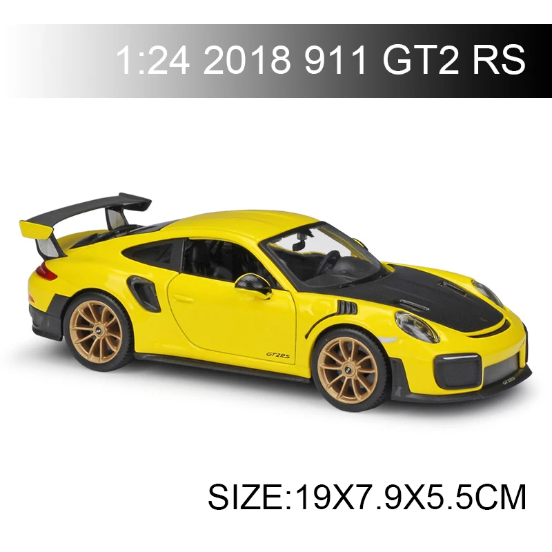 Maisto 1:24 911 GT2 RS желтая литая под давлением модель автомобиля Модель автомобиля модели детский автомобиль