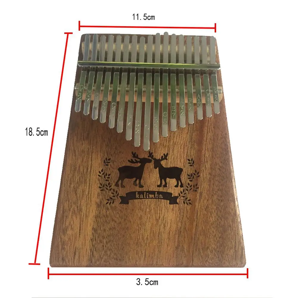 17 клавиш Kalimba большой палец пианино из красного дерева тело олень узор музыкальный инструмент твердой древесины портативный Mbira с тюнинг молоток