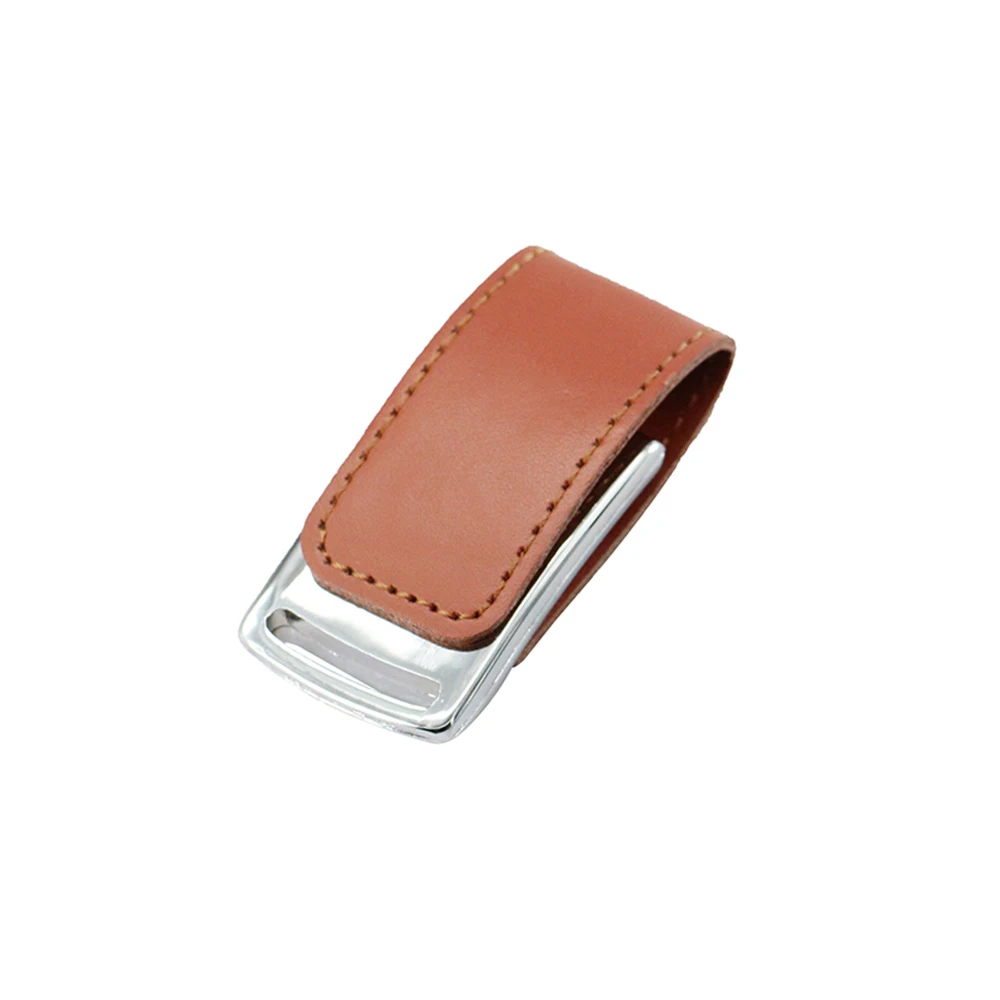 Brown Кожаный и металлический usb-брелок, флеш-накопитель, Модный USB 2,0, флеш-накопитель, 8 ГБ, 16 ГБ, 32 ГБ, 64 ГБ, 128 ГБ, 256 г, флешка, карта памяти - Цвет: Brown