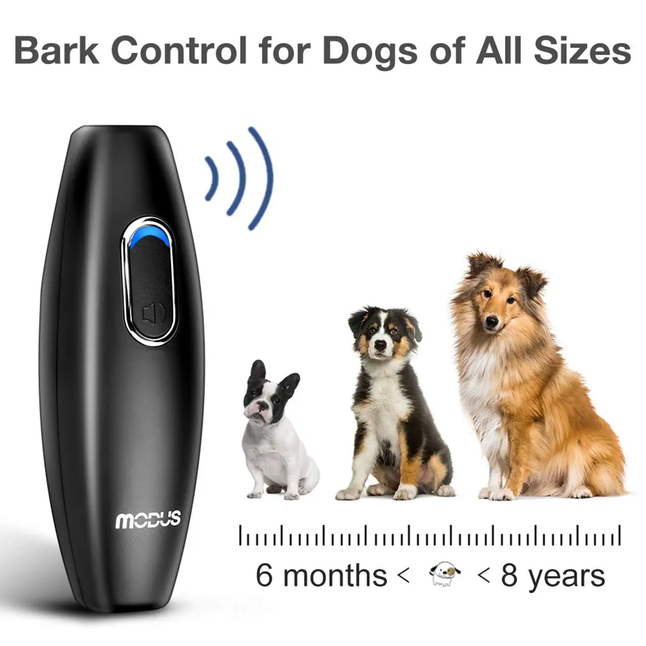 MODUS Anti Barking Device, 2-in-1 Dog Training Tool, 16.4 Ft Large Control Range, Ultrasonic Pet Corrector Whistle, Safe to Use