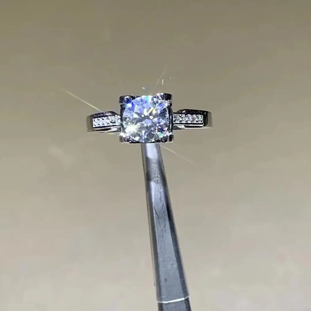 Kkmall Серебряное кольцо для моисанита 1.00ct D VVS роскошное моисанитовое женщин |