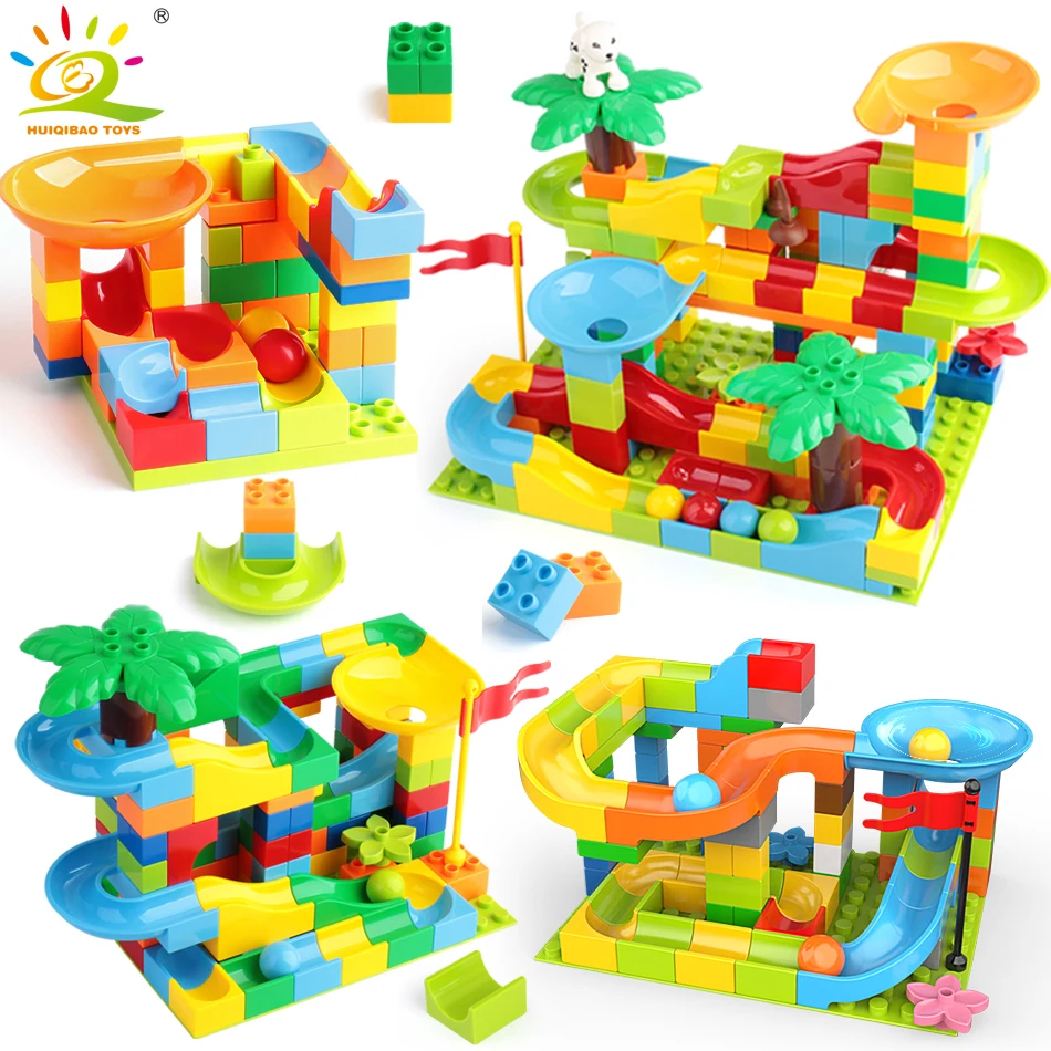 

151PCS/SET Ball Run Race Big Building Blocks Compatible Legoingly Duploed large model Bricks kit Funnel Slide Toys For Children