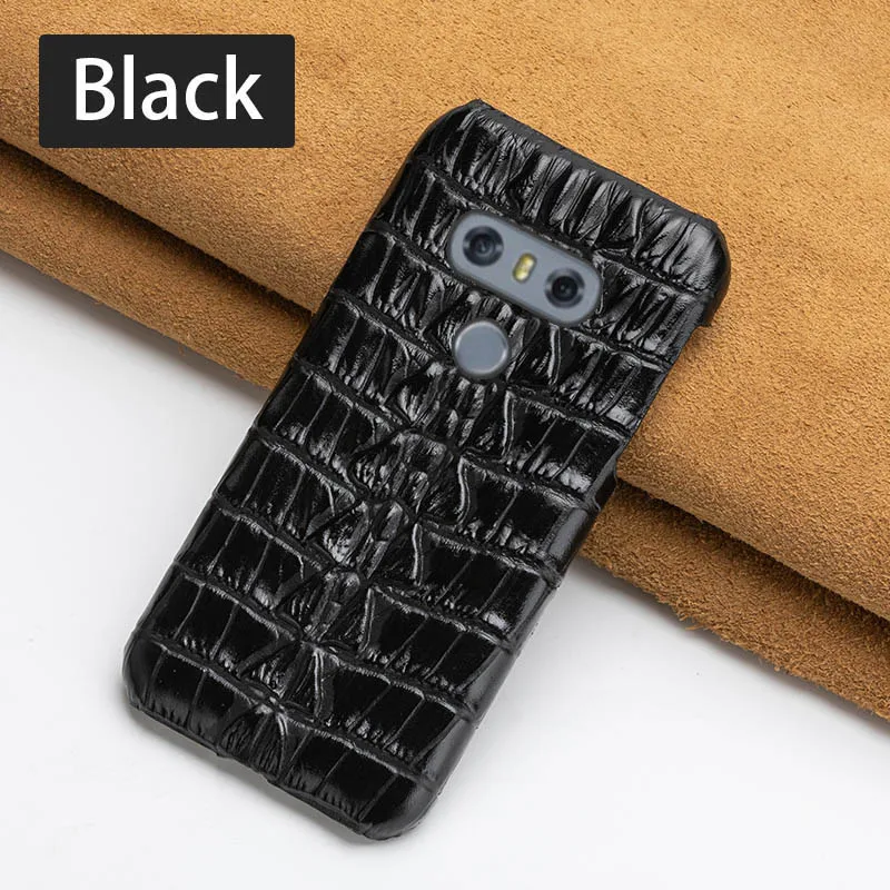 Чехол для телефона для lg g6 чехол G3 G4 G5 G7 G8s ThinQ V10 V20 V30 V40 V50 Thinq Q6 Q7 Q8 K4 K8 крокодильим хвостом - Цвет: Black