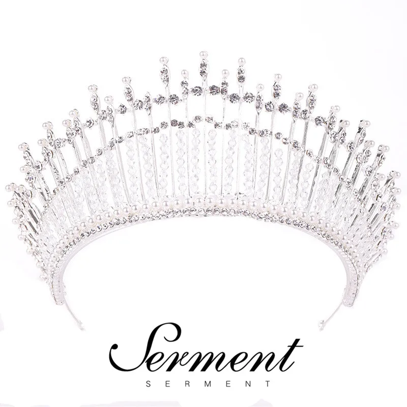 

SERMENT Bridal Crown Tiaras Fashion Princess White Crystal Tiara for Women Bride High Quality Wedding Hair Accessories