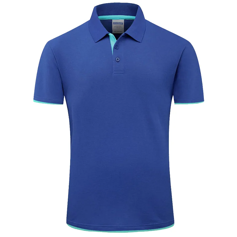 Мужские рубашки поло, повседневные однотонные тонкие дышащие рубашки с коротким рукавом, красивые летние мужские рубашки для гольфа, тенниса, мужские рубашки поло, мужские топы 3XL - Цвет: Синий