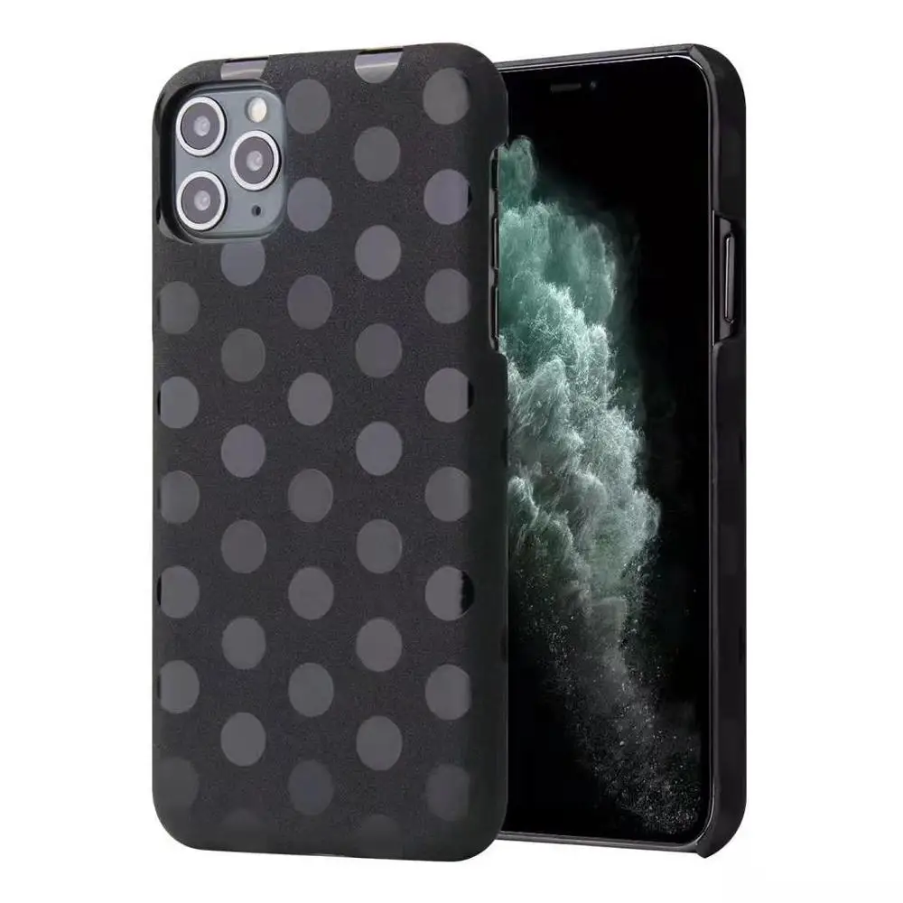 Модный кожаный чехол для телефона в горошек для iphone 11pro max x xs xr чехол для iphone 6splus 7p 8 6 блестящая задняя крышка - Цвет: Черный