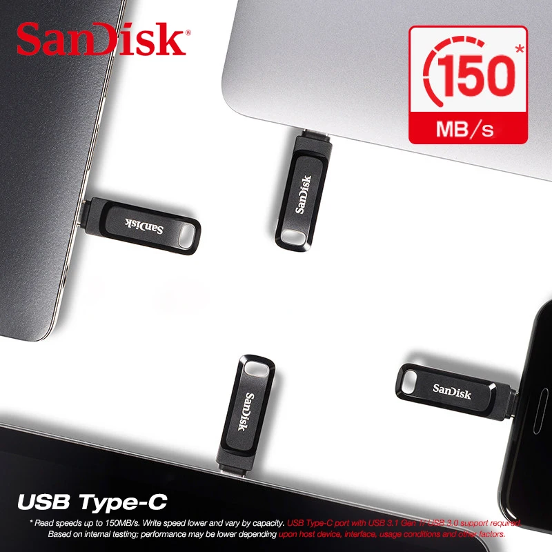 Sandisk Ultra Dual OTG USB флеш-накопитель SDDDC3 type-C 128 Гб 64 ГБ 32 ГБ флеш-накопитель USB3.1 для смартфонов