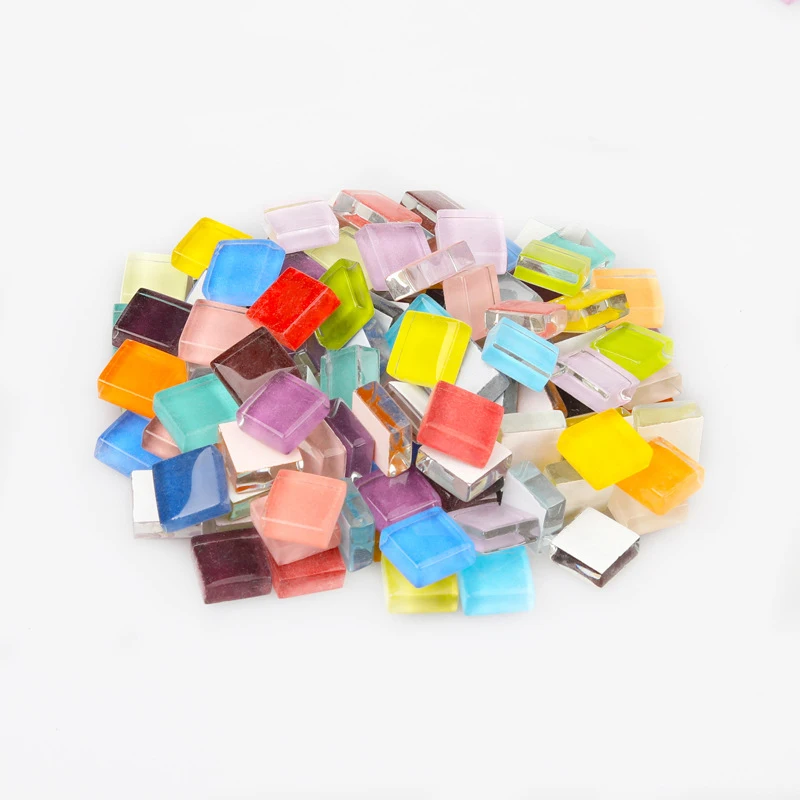 200 г(около 200 шт) 1 см разноцветная квадратная стеклянная плитка для рукоделия от поставщика модных украшений для дома GYH - Цвет: Mixed Color