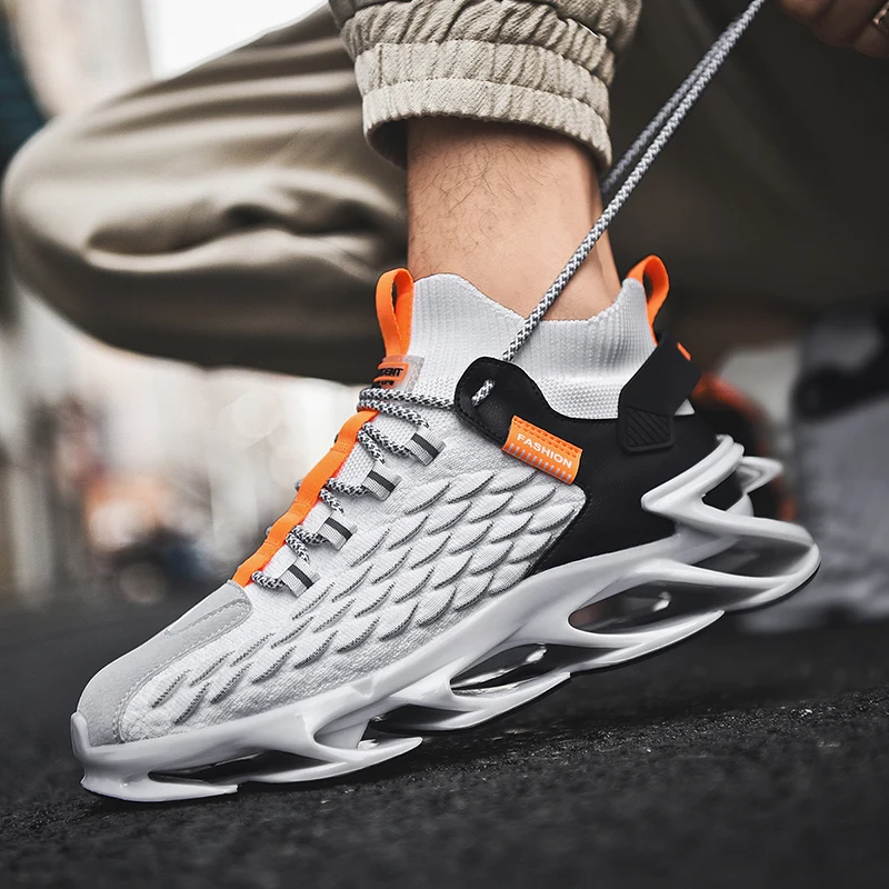

Men's shoes flying woven mesh shoes elastic breathable blade shoes high-quality shock absorption wear-resistant running shoes