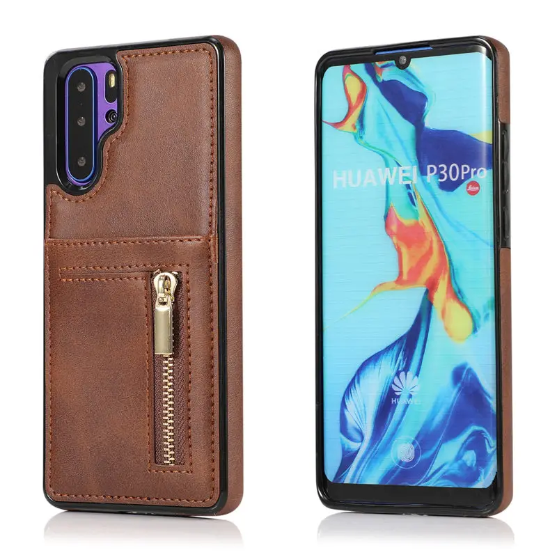 Кошелек на молнии чехол из ТПУ мягкий чехол huawei Mate20 Mate20 Pro Mate20 Lite P30 P30 Pro P30 Lite чехол - Цвет: brown