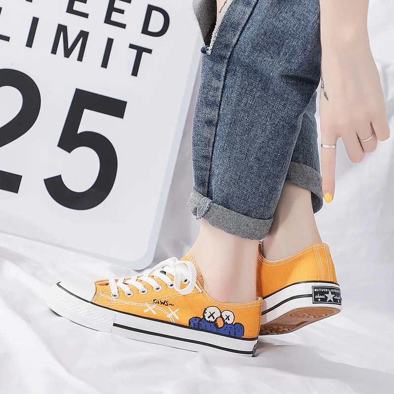 

Popular WOMEN'S Shoes 2019 Autumn Shoes Sesame Street Canvas Shoes Student Korean-style New Style Small Dirty Orange MacBook Tre