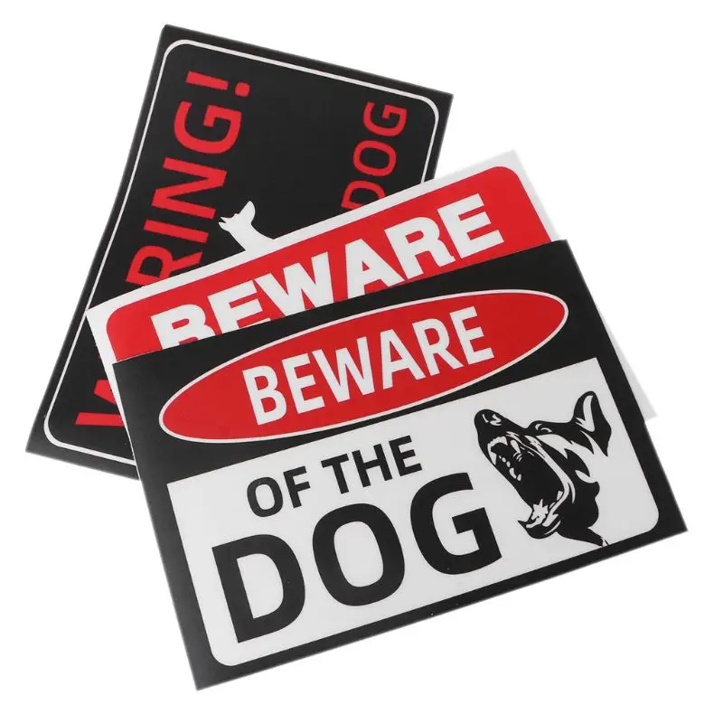 Warning Stickers Warning Decal Indoor Outdoor Adhesive Warning Security Dog Beware of Dog Sign Gates Stickers R9CB