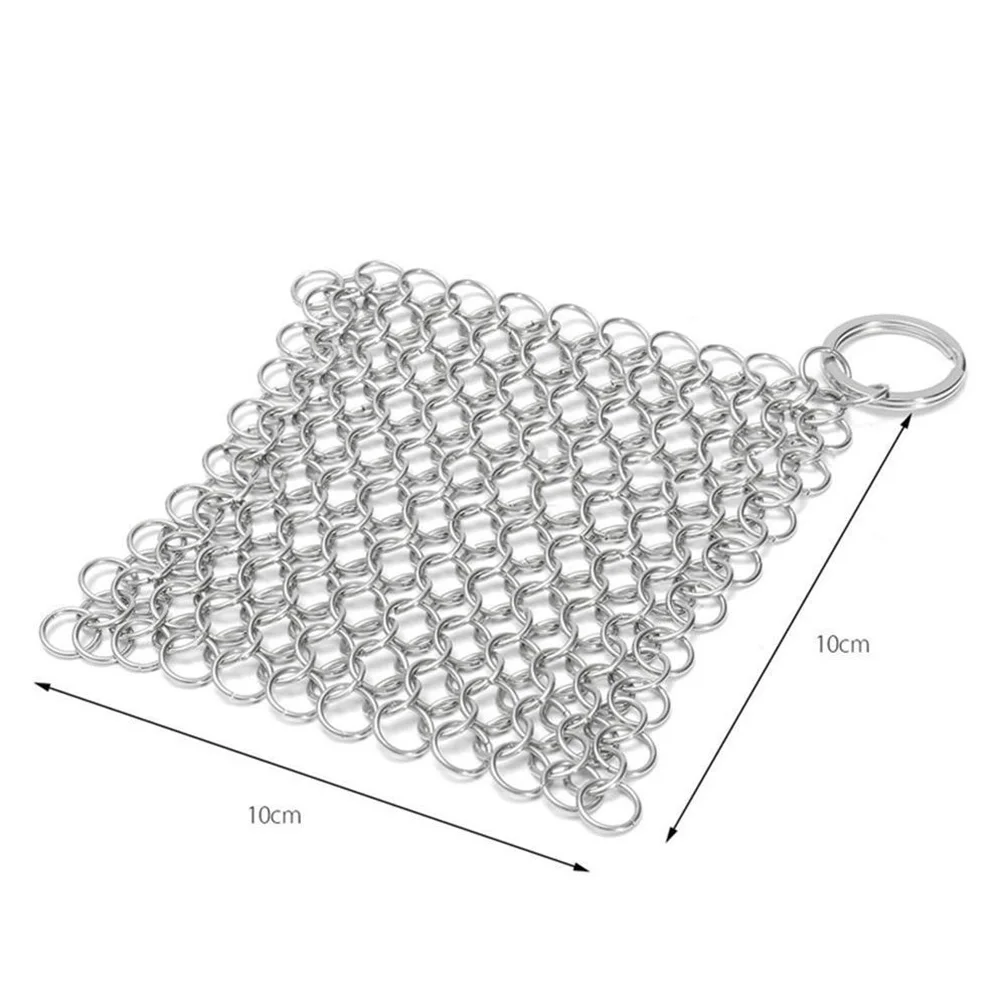 Кухонная посуда Chainmail чугунное кольцо очиститель из нержавеющей стали кухонный инструмент 10x10 см щетка для скруббера