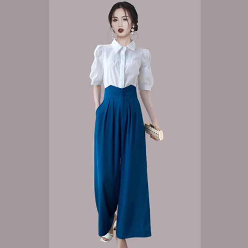 

ZAWFL 2023 Autumn New Women Two Piece Set Female printed Tops blouse shirt+ pants trousers office lady 2 pieces Suits