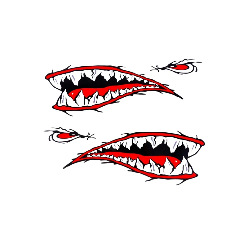 2PCS Waterproof Vinyl Decal Shark Teeth for Kayak Boat Car Truck Sticker DIY Funny Rowing | Игрушки и хобби