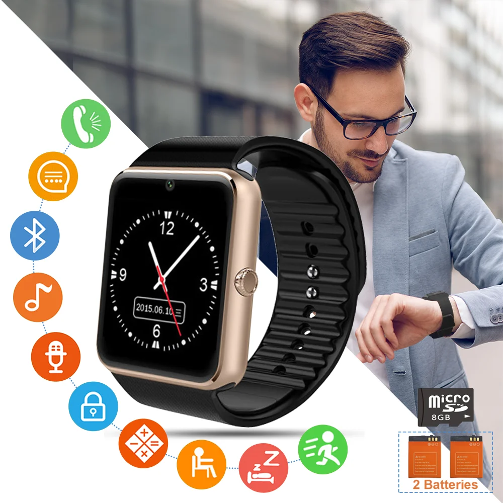 

GT08 Smart Watch Touchscreen With Camera Bluetooth SIM TF Card Slot Pedometer Sleep Fitness Tracker Sport Watch For Android Ios