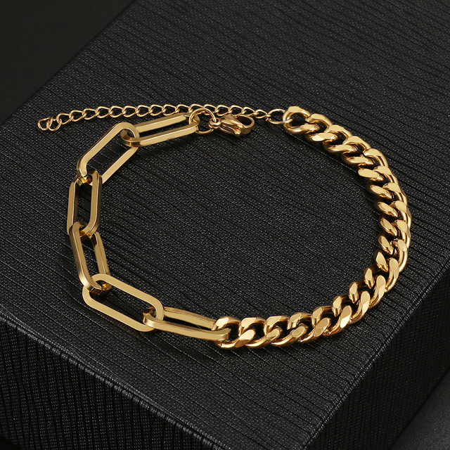 Steel Bracelets 2022 Hot Fashion Paperclip Link Chain Cuban Chain Gothic Hip Hop Bracelet For Women Men Jewelry Gifts