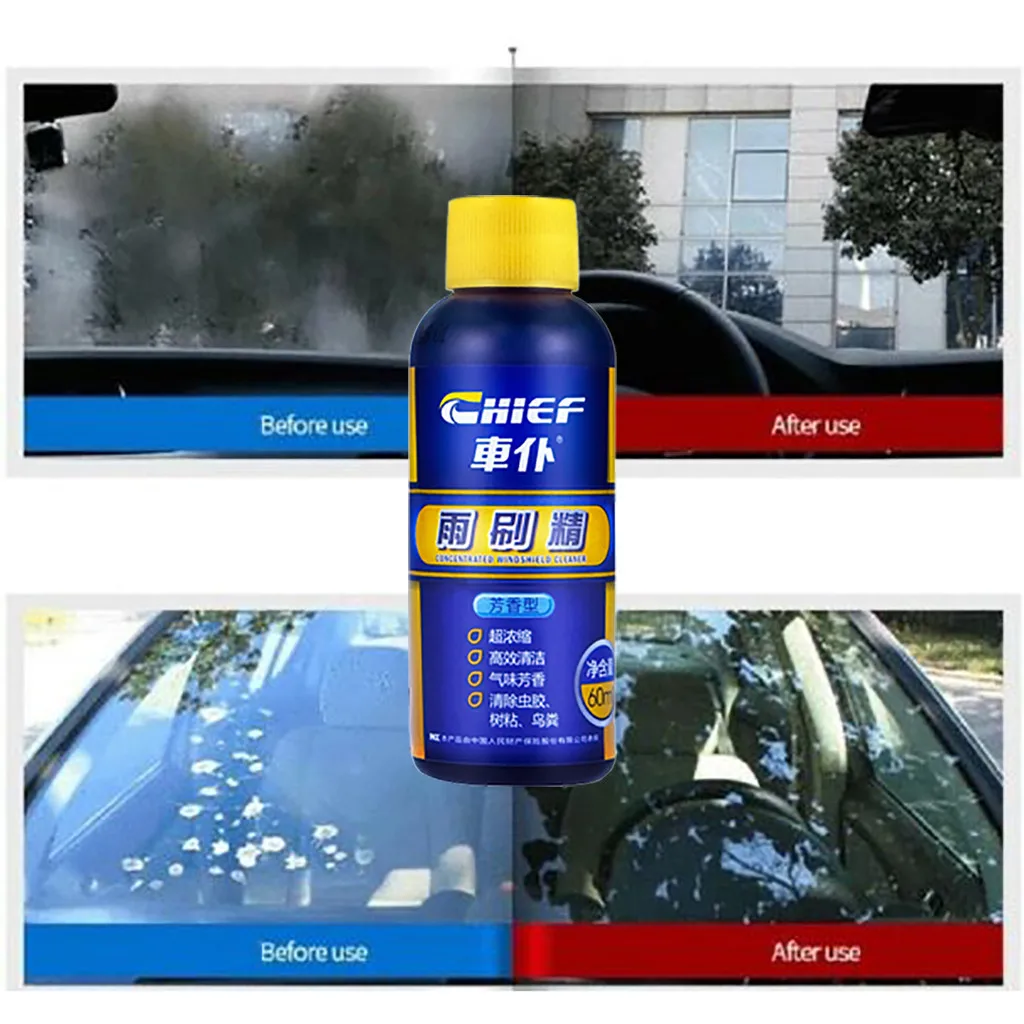 Glass Cleaner 60ml wax windshield washer for car 2-in-1 Glass Washer Car Wax Windshield Washer Fluid Wiper Spray Cleaner#822Y45