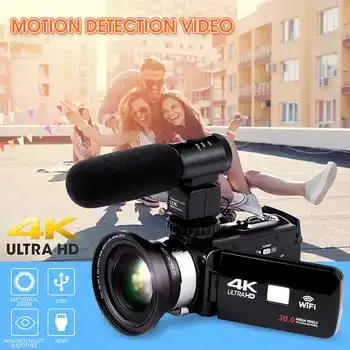 

NEW 1080P CMOS 4K WiFi Ultras HD 12 Million Pixel Sensor Professional 4K HD Camera Camcorder Video Camcorder DV Lens Microphone