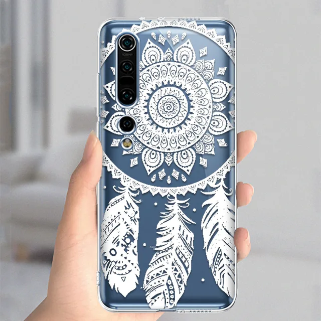 White Mandala Case For Xiaomi Redmi Note 10 8T 9 8 7 Pro 9A MI Note 11 10 9 9T Pro SE A3 Lite Poco X3 NFC F1 Soft TPU Phone Back W0009