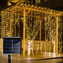

Christmas Solar Garland Curtain New Year's Christmas Lights Street Garland Christmas Decor for Home Festoon Led Light Decor