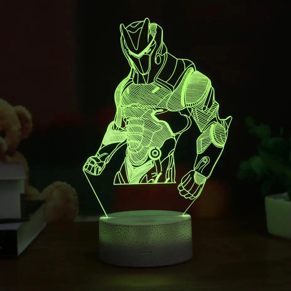 Игровой персонаж 3D лампа светодиодный 7 цветов сенсорный выключатель, настольная лампа лама акриловое украшение ночник Подарки для детей - Испускаемый цвет: Omega