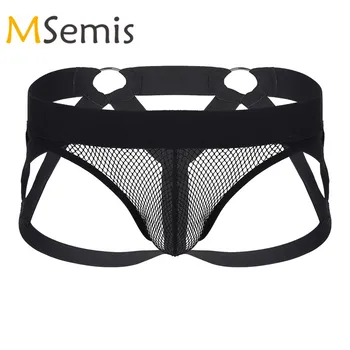 

Swimwear Mens Lingerie G-string Thong Briefs Fishnet Bulge Pouch Transparent Male Swimsuit See Through Swimming Suit