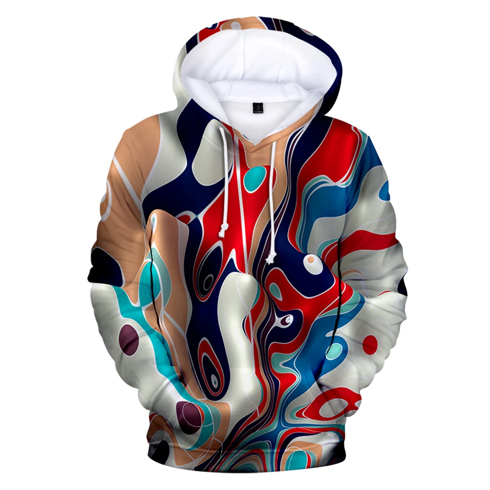 Для мужчин/для женщин Красочные Tie Dye толстовки Толстовка повседневное волшебный вихревой узор 3D пот Топы Crewneck Hoondie осень зима загрязнители