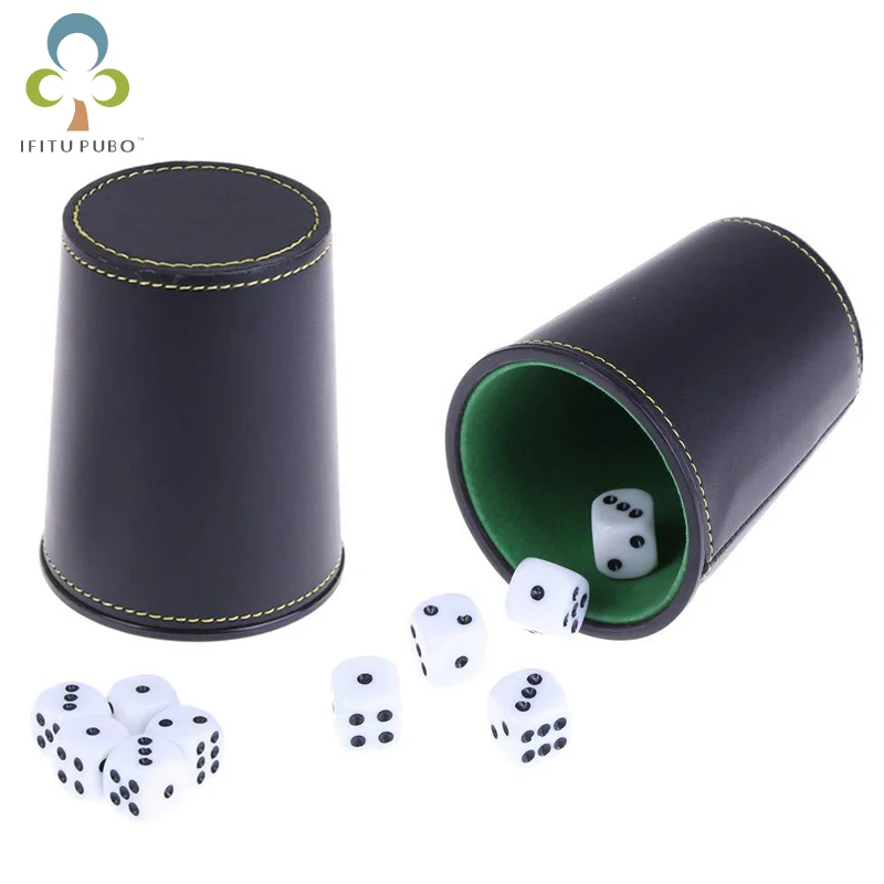Details about   PU Leather Flannel Dice Cup Bar KTV Entertainment Dice Cup With 5pcs Dices US