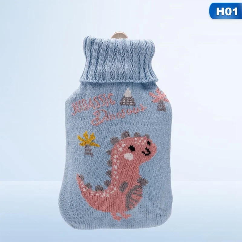 Вязаная бутылка для горячей воды с динозавром, 1000 мл, бутылка для горячей воды - Цвет: H01